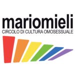 Logotipo de Mario Mieli, un círculo de cultura omossexual con colores del arcoíris en un diseño moderno.